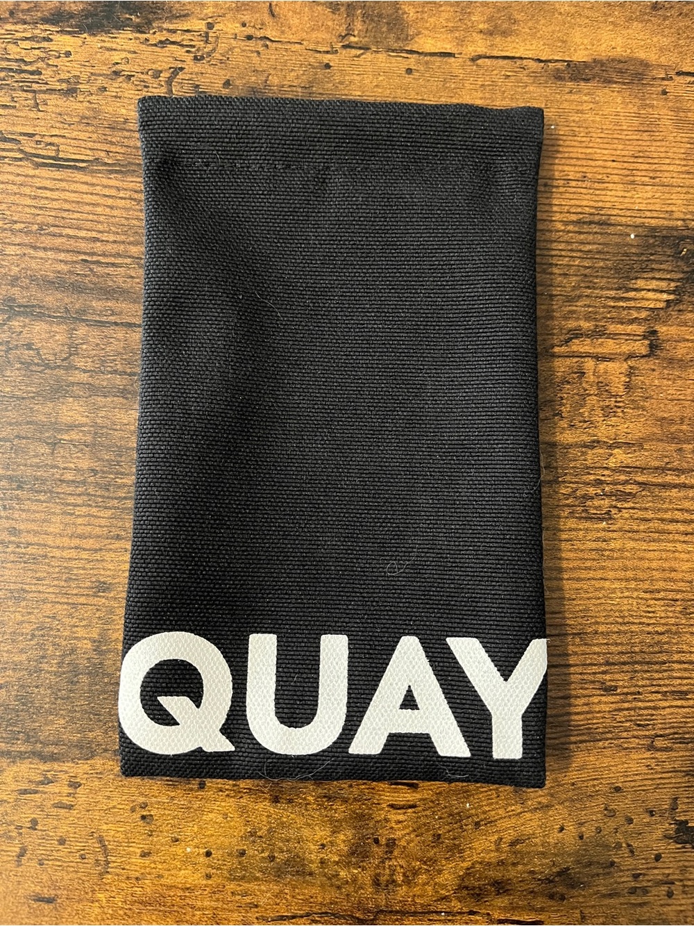 Quay Australia Black Fabric Sunglasses Pouch with White Logo